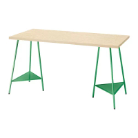 MITTCIRKEL/TILLSLAG 書桌/工作桌, 松木效果/綠色, 140x60 公分