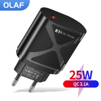 Olaf 25W USB Charger Fast Charging QC 3.1 Mobile Phone Adapter For iPhone14 13 Samsung Xiaomi Huawei USB Chargeur Quick Charge