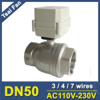2'' Stainless Steel 304 DN50 Electric Motorized Valve With Indicator AC110V-230V 3/4/7 Wires Metal Gear with 10Nm actuator CE