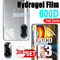 Hydrogel Film For Xiaomi Poco F3 GT F3GT Front Screen+Back Cover+Camera Safety Film 3in1 On For Poco F 3 Little Pock Not Glass