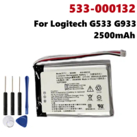 New High Quality 533-000132 Battery For Logitech G533 G933 2500mAh 603450 533-000132 Rechargeable Battery +Free Tools