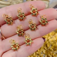 24k gold star pendant six pointed star charms fine gold accessories