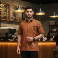 HEM BATIK SOGAN SOLO | Kemeja Batik Sogan Solo Lengan Pendek M Sidomukti