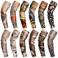 Geyoga 12 Pieces Tattoo Sleeves Set Fake Arm Sleeves Cover Realistic Soft Elasticity Arm Protection 