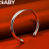 925 Sterling Silver 5mm Geometry Smooth Surface Bangle Bracelet For Man Women Fashion Jewelry Party Trend Simplicity Accessories