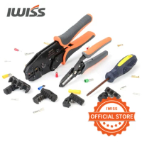 IWISS HS-30J Crimping Tool Kit Wire Stripper Cable Cutter for Non-Insulated&amp;Insulated Cable End-Sleeves connector crimp tool set