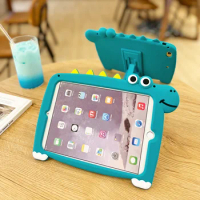 Kids Cartoon Dinosaur Case for iPad 2 3 4 Soft Silicon Child Lovely Stand Tablet Cover for Ipad 6th 9.7 inch 2018 Mini 6 5 4 3 2