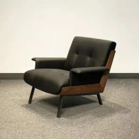 Italian single leather sofa chair Daiki designer luxury back bedroom balcony living room lounge chair
