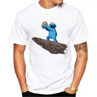 FPACE Hipster Funny The Cookie King Printed Cookie Monster Men T-Shirt Short Sleeve Tshirts Street t shirts Cool Essential Tee