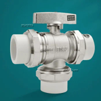 PPR 3 Way Ball Valve L-type Brass Nickel-plated Three-way Water Distributor Pipe Fittings DN25/DN20