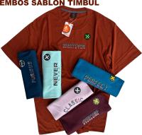 Paket Grosir 6 Kaos EMBOS/TIMBUL Premium Distro Pria Sablon Oblong Motif Pendek Katun Combed - BRIGH