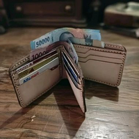 dompet pria full kulit sapi asli jenis nabati jahit tangan model 3 dimensi