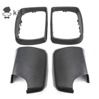 臺灣現貨BMW 汽車後視鏡罩殼後視鏡蓋帶框架更換黑色適用於寶馬 E53 X5 2000-2006