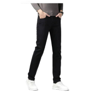 Quần Jean Nam Dày Co Giãn Mùa Xuân Thu, Quần Thẳng Slim Fit, Giảm Cân, Đa Năng, Quần Dài Chịu Mài Mò