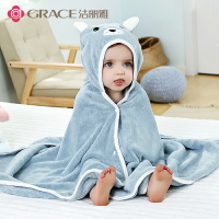 潔麗雅加厚嬰兒浴巾比純棉家用帶帽兒童新生寶寶洗澡擦身斗篷浴袍