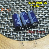 10pcs/30pcs 220uF 63v M New Genuine SU 63V220UF 10x20mm Audio capacitor 220UF/63V Beautiful sound capacitor Blue shell