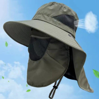 Summer Sun Hats UV Protection Outdoor Hunting Fishing Cap for Men Women Hiking Camping Visor Bucket Hat Removable Fishing Hat