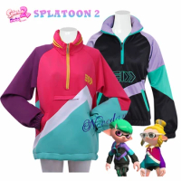 Game Splatoon Cosplay Marie Marina Squid Ninja Costume Women Men Casual Pullovers Hoodie Sweatshirt Coat Contrast Color Zip Top