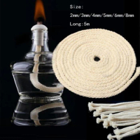 3/5M Long Burner Alcohol Wick Rope Cotton Wick Round Cotton Kerosene Oil Lamp Wicks 2/3/4/5/6/8MM