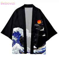 Haori Suit Plus Size S-3XL Loose Japanese Samurai Harajuku Kimono Cardigan Women Men Cosplay Yukata Tops Pants Set Asian Clothes