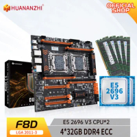 HUANANZHI X99 F8D LGA 2011-3 XEON X99 Motherboard with Intel E5 2696 V3*2 with 4*32GB DDR4 RECC memory combo kit NVME
