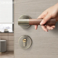 Chinese Zinc Alloy Magnetic Door Lock Mute Solid Wood Handle Bedroom Lockset Indoor Split Deadbolt Locks Home Hardware Supplies