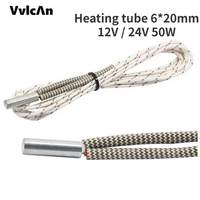 1M Heating Tube 6*20mm 12V 24V 50W Ceramic Cartridge Heater Reprap Mendel for Hotend Cable Printhead Induction Heater Element
