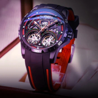 Double Tourbillon Watch Men AILANG Top Luxury Brand Automatic Mechanical Watches Luminous Calendar Silicone Strap Reloj Hombre