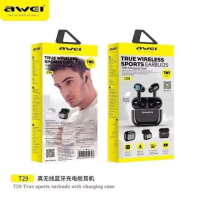 AWEI T29 Bluetooth 5.0 IPX6 Waterproof True Wireless Earbuds with Charging Case Earphone