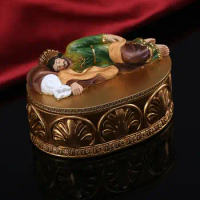 St Joseph Sleeping Statue Religious Figurine Small Jewelry Box Display Case