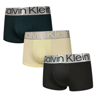 Calvin Klein Reconsidered Steel 絲質寬腰帶合身四角/平口褲 CK內褲-深綠、黃、黑 三入組