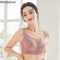 Weseelove Plus Size Bras for Women Full Coverage Push Up Bra Sexy Lace Bralette C D E Cup Light-colored Thin Cup Lingerie X34-2