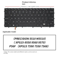 replace suit for DELL 9550 9560 9570 5510 M5510 XPS15 7590 7558 7568P56F Laptop keyboard With backlight