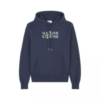 Maison Kitsune Flower Print Comfort Hoodie Ink Blue