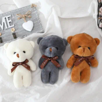 12cm Bear pendant, teddy bear plush toy, small school bag ornament, bouquet decoration doll toy, gift wedding