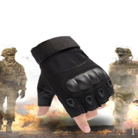 1pair Tactical Fingerless Gloves For Men- Ideal For Outdoor Sports Shooting Hunting, Airsoft And Cycling Multifunctional Gloves
