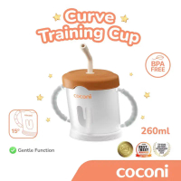 ￼Coconi Straw & Open Curve Training Cup 260 ml – Gelas Belajar Sedotan Anak Curve 15° BPA Free /Gela