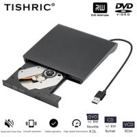 TISHRIC DVD Player CD DVD External USB Optical Drive Burner Adaptor Reader Writer RW USB 3.0 Cable Portable For PC Laptop