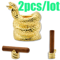 2pcs/Lot Snake Cigar Stand Holder Portable Pure Copper Cigarette Travel Stander Mini Detachable Smoking Tools Accessories Golden