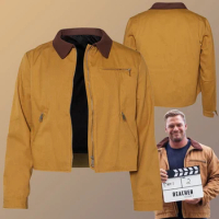 Men Jack Cosplay Fantasy Jacket Costume 2023 TV Reacher Disguise Brown Denim Coat Male Casual Tops Halloween Roleplay Suits