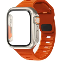 Case+Strap For Apple Watch Band 45mm 44mm 42mm 40mm Smart Silicone Bracelet Iwatch Series 3 4 5 6 Se 7 8 Change To Ultra Case