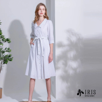 【IRIS 艾莉詩】條紋排釦襯衫洋裝-2色(32642)