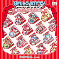 Genuine Sanrio Hello Kitty 50th Anniversary Tinplate Badge Blind Bag Decorative Brooch Commemorative Collection Hobby Toy Gift