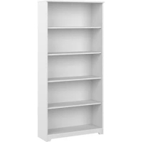 Bookshelf 5 Tier, Large Open Bookshelf in White Sturdy Display Cabinet for Library, Modern Bookshelf