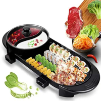 Indoor Tabletop Electric Hotpot Bbq Electric Griller Electric Bbq Grill Smokeless With Hot Pot