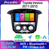 Acodo Android12 Headunit For Toyota Innova 2011-2015 Carplay Car Stereo 9''iPS FM Radio GPS Video Out Radio with Frame Car Radio