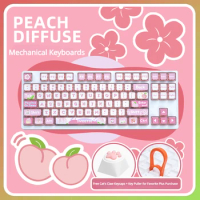 ECHOME 104key Wired Mechanical Keyboard Cute Strawberrie Pink Themed Backlight Gaming Keyboard Girl Office for PC Laptops Mac