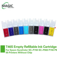 New T46S T46Y T47A Empty Refillable Ink Cartridge No Chip For Epson SureColor SC-P700 SC-P900 P700 P900 Printers Without Chip