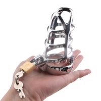 Hot ！Metal Male Chastity Cage Cock Penis Lock Cage Urethral Catheter Penis Ring Bondage Strap Belt Device CB6000 Sextoys For Men