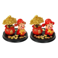 Fortune Trees Statue Collection Home Decor God of Wealth Figurine for Desk Bookshelf Housewarming Cabinet Table Centerpieces